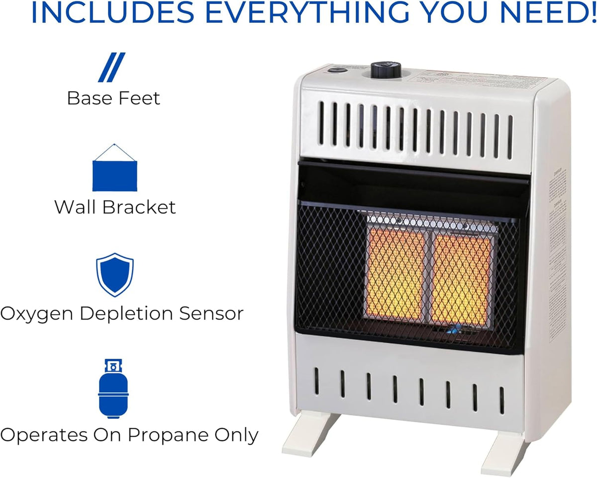 ProCom Heating Liquid Propane Ventless Infrared Plaque Heater With Base Feet - 10,000 BTU, T-Stat Control - Model# ML100TPA-B