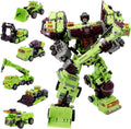 NBK Deformation Oversize Toys Robot Devastator Engineering Combiner 6 in 1 Action Figure Car Truck Model Gift for Kids Boys (Green)