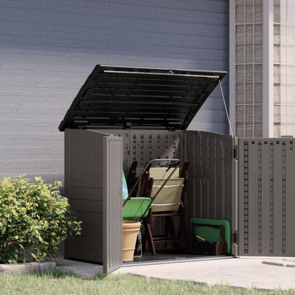 Suncast 34 Cu Ft Horizontal Shed, Outdoor Storage Shed with Floor, Stoney