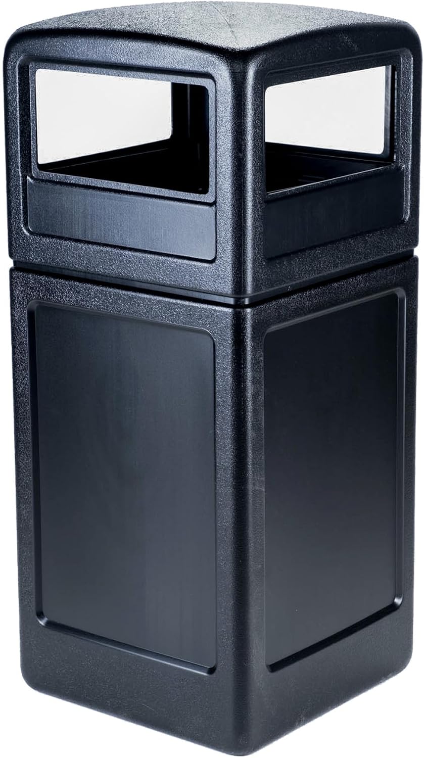 Commercial Zone-73290199 PolyTec 42 Gallon Square Waste Container with Dome Lid Color: Black