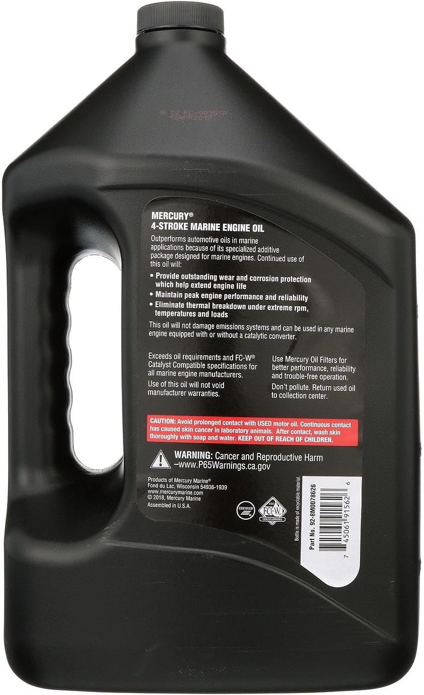 Mercury 10W-30 4-Stroke Mineral Marine Engine Oil, 1 Gallon - 8M0078626