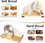 Manual Bread Slicer for Homemade Sourdough,Adjustable Thickness,Hand Crank Bread Slicer with Stainless Steel Blade, Aluminum Alloy Frame & Solid Wood