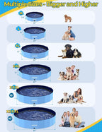 VISTOP Extra Large Foldable Dog Pool XXL, Hard Plastic Shell Portable Swimming Pool for Dogs Cats and Kids Pet Puppy Bathing Tub Collapsible Kiddie