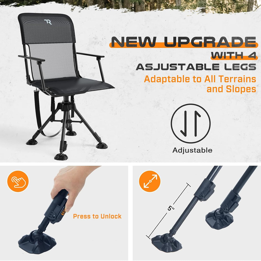 TR Swivel Hunting Chair 360° Silent, 400lbs Folding Adjustable Height