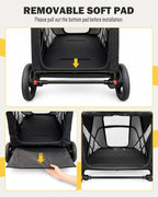 Dog Stroller for Large & Medium Dogs, 4 Wheels Pet Stroller for Large Dogs up to 120lbs, Extra Large Dog Stroller with Foldable Design, Sun Shades
