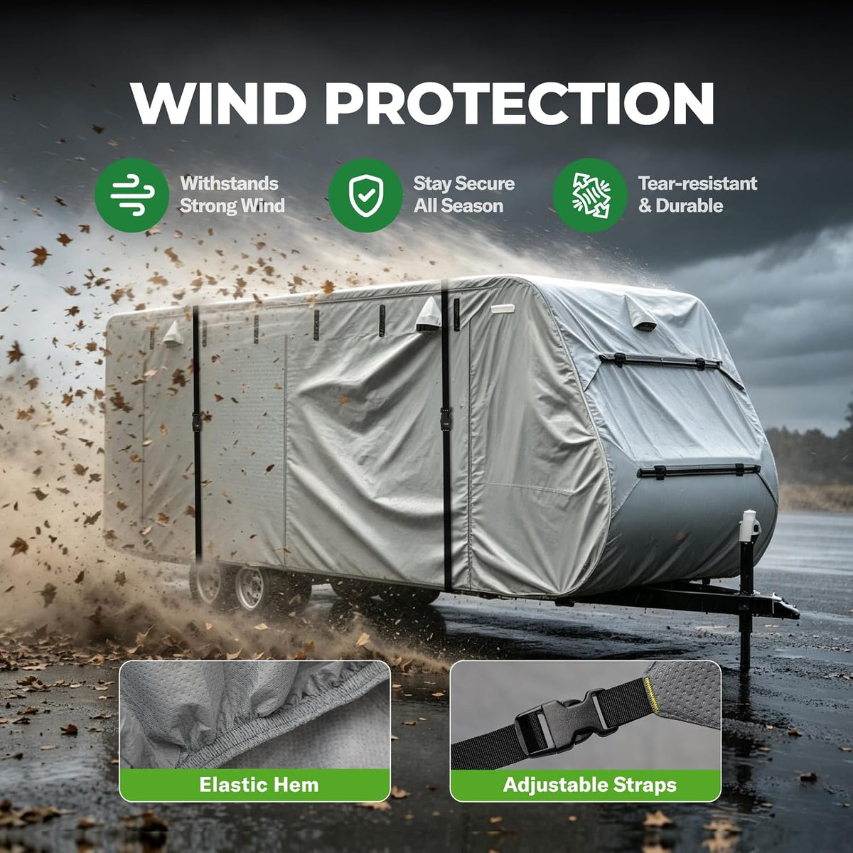 RVGUARD RV Cover, Travel Trailer Cover, for 27'-30' RV, Grey