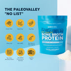 Paleovalley 100% Grass Fed Bone Broth Protein Powder, Unflavored