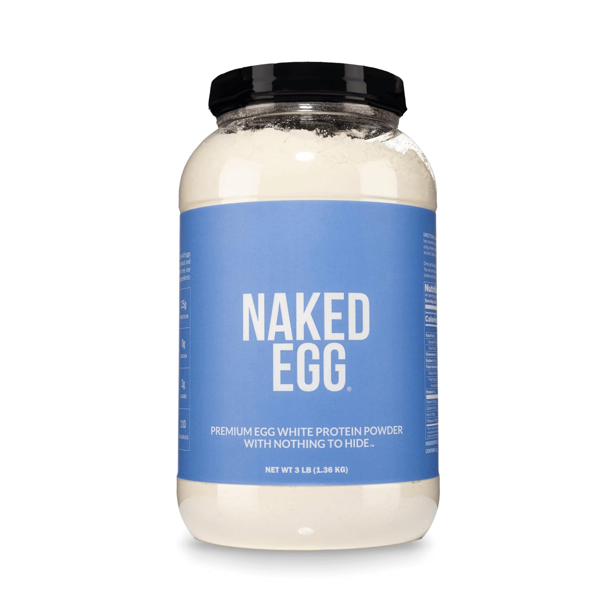 Naked 3LB Non-GMO Egg White Protein Supplement Powder, Unflavored, No Additives, Paleo, Dairy Free, Gluten Free, Soy Free – 25g Protein, 44 Servings