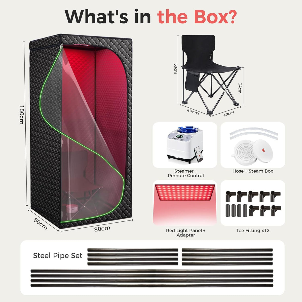 Infrared Sauna Box Portable Steam Sauna with Red Light 660Nm 850Nm for Home