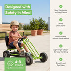 Hauck Lightning - Pedal Go Kart for Kids Ages 4-8, Adjustable Bucket Seat, Plastic Wheels with Rubber Profile, Handbrake for both rear wheels, Ride