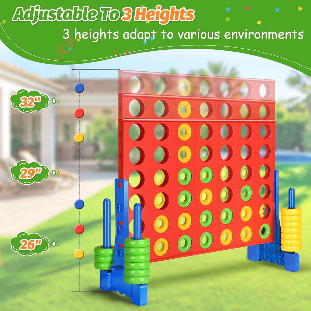 GADFISH Giant 4 in A Row - 2.6 FT Tall Outdoor 4 in A Row Perfect for Indoor & Outdoor Use, 4-to-Score Giant Game Set for Kids & Adults, with 42