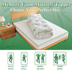 WhatsBedding 4 inch Bamboo Memory Foam Mattress Topper for Back Pain Relief Queen Size, Filled with Breathable Gel Memory Foam, Cooling Bamboo