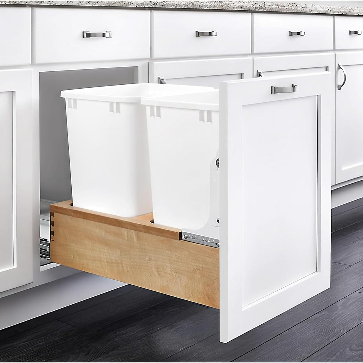 Rev-A-Shelf Double Pullout Trash Can, Min Cabinet Opening 14.5", 35 Qt