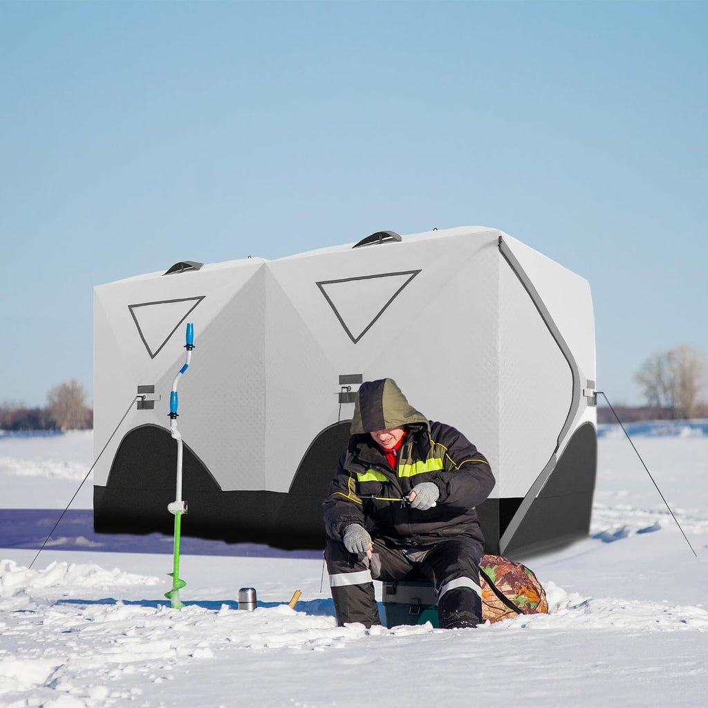 Outsunny 2/4/8 Person Pop-up Insulated Ice Fishing Tent