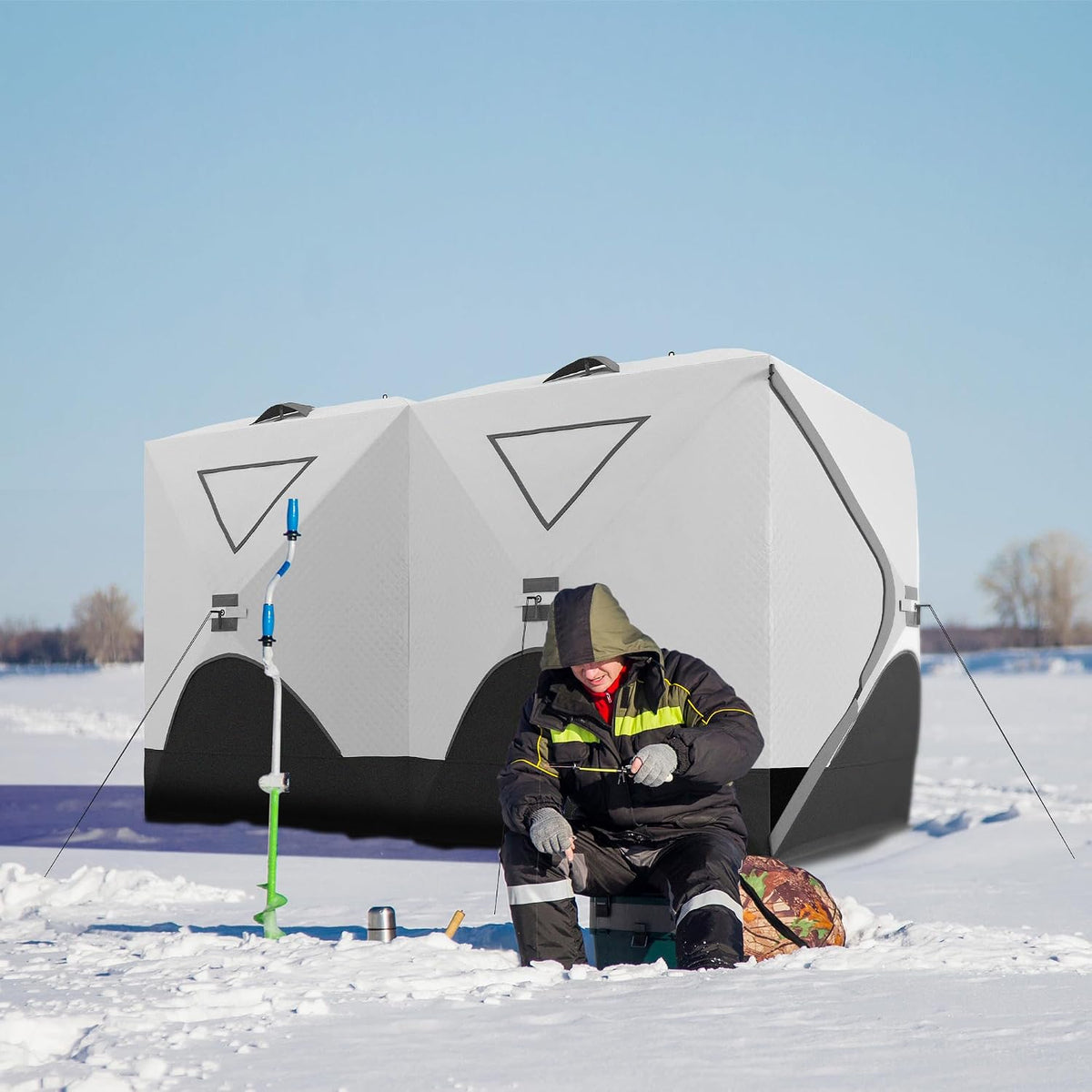 Outsunny 2/4/8 Person Pop-up Insulated Ice Fishing Tent