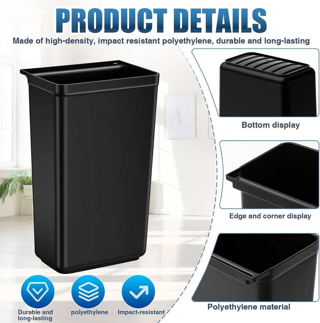 Briwooody 2 Pcs Large Capacity Trash Bins for Bussing Cart 22" H, 9" W, 13"L Attachable Trash Can Hauler for Rolling Utility Cart Accessories
