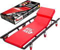 BIG RED TR6452 Torin Rolling Garage/Shop Creeper: 40" Padded Mechanic Cart with Adjustable Headrest and 6 Casters, Red
