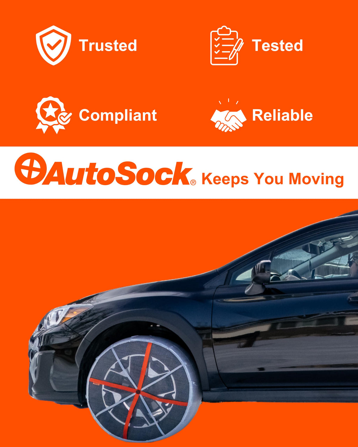 AutoSock for Passenger Vehicles HP697, Snow Socks for Tires, Pack of 2