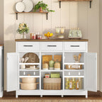 Storage Cabinet, Coffee Bar Cabinet with 3 Drawers, 2 Adjustable Shelves & 2 Doors, Buffet Cabinet, Kitchen Cabinet for Kitchen, Dining Room, Living