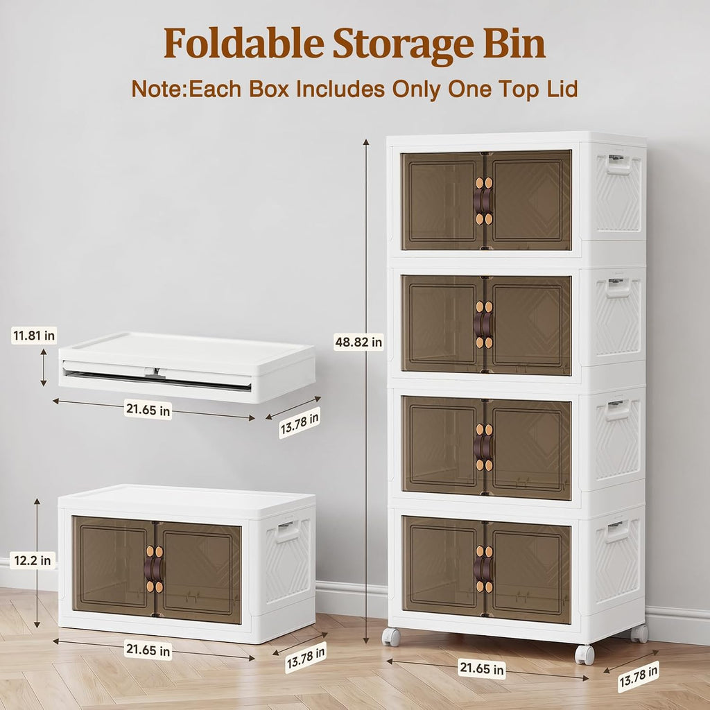 4Tier 212QT Stackable Storage Bins With Lids Closets, 4 Pack, White