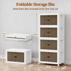 4Tier 212QT Stackable Storage Bins With Lids Closets, 4 Pack, White