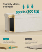 SONGMICS Storage Ottoman Bench with Legs, 43.3 Inches, 30 Gal. (112 L)