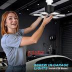 Led Garage Lights Bulb 6 Pack 200W Super Bright Ceiling Led Shop Lights, E26/E27 Base, 6500K, 20000LM Deformable Led Garage Light for Basement, Attic