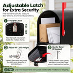 Mailbox for Outside,Black Metal Mail Box,Post Mount Outdoor Mailbox