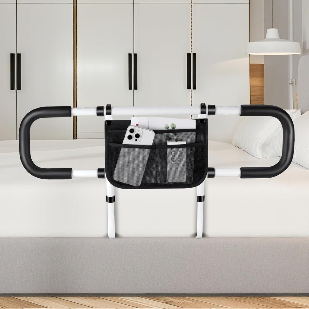Bed Rails for Elderly Adults Safety - Extended Bed Assist Rail for Seniors - Adjustable Beds Side Rails Handle Support Bar Bed Guard with Storage Bag