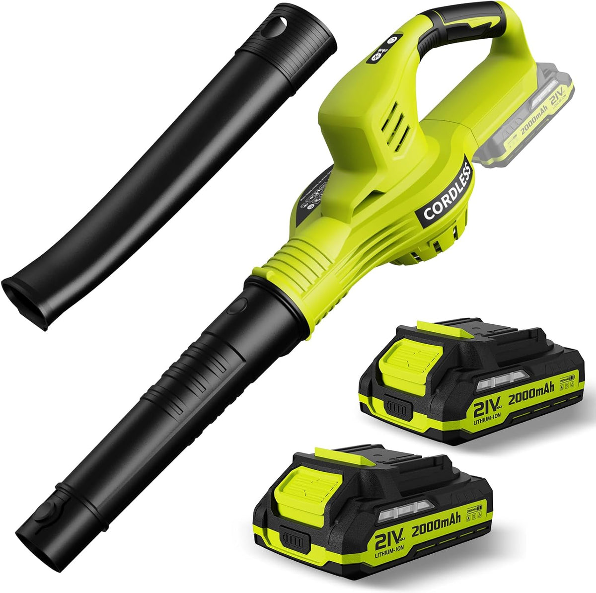 Leaf Blower Cordless 21V Electric with 2 Batteries and Charger lightweight