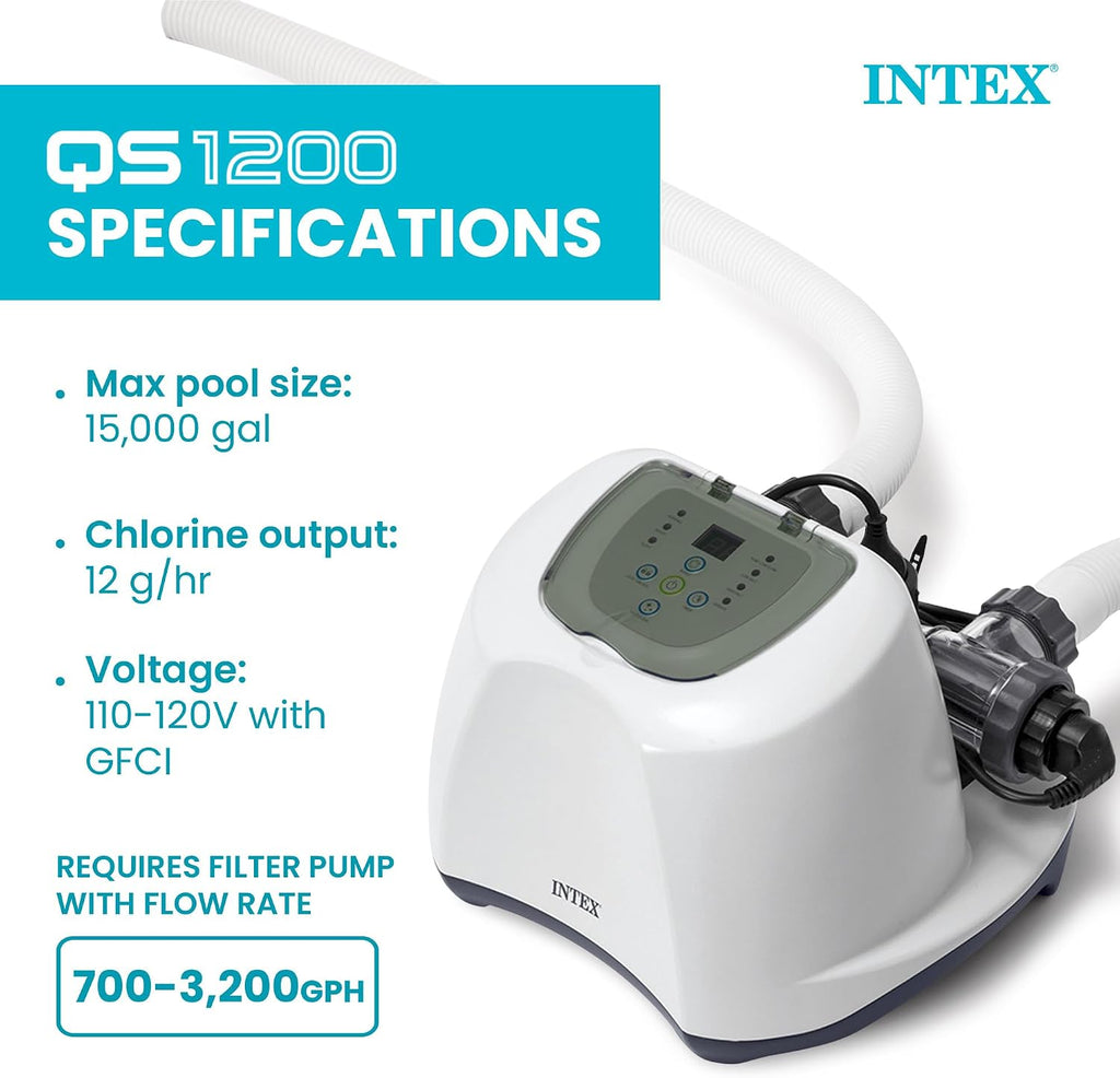 INTEX Krystal Clear QS1200 Saltwater Swimming Pool Chlorine System