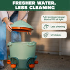 Omlet Insulated Chicken Waterer, 3 Gallon | Automatic Poultry Water Dispenser with 5 Cups & Nipples Included | BPA-Free | Anti-Roost Lid | Sage Green