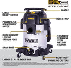 DEWALT 10 Gallon STEALTHSONIC Shop Vacuum Wet and Dry 5 Peak HP DXV10S-QT
