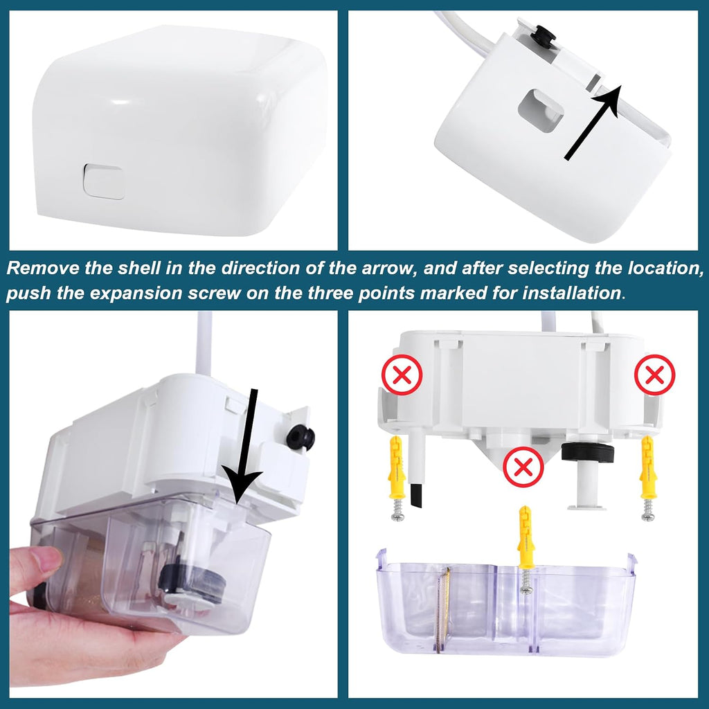 Mini Split Condensate Pump, 100-240V White AC Hvac Silent Condensate Pump, ＜19dB(A), 50/60Hz, External Wall Mount, Self Priming Device, Used for
