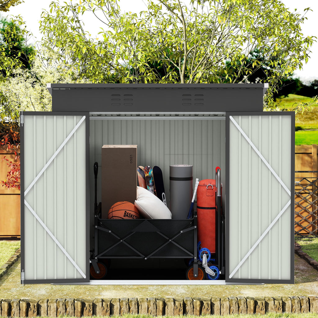 Clearance Storage Shed, Enyopro 6'x4' Outdoor Storage Sheds, Metal Storage House with Lockable Door, Storage Garden Tool shed for Lawnmower, Bike
