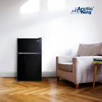 Arctic King Two-Door Mini Fridge With Freezer, 3.2 Cu. Ft., Stainless Steel
