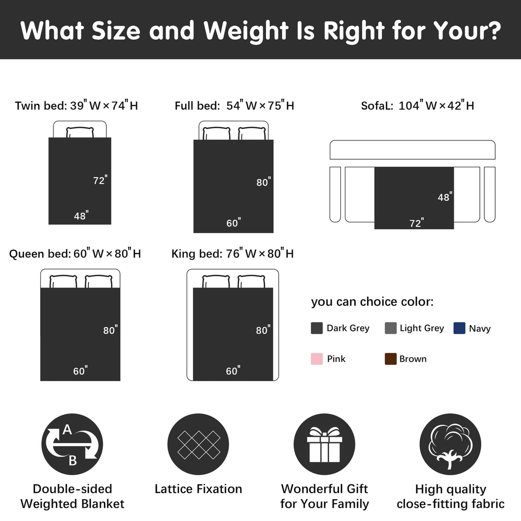 Teler Weighted Blanket for Adult, Fluffy Thick Warm Sherpa & Cozy Flannel Snuggle Heavy Blanket for Sofa Bed Calming, Queen Size (60"x80",20lbs)