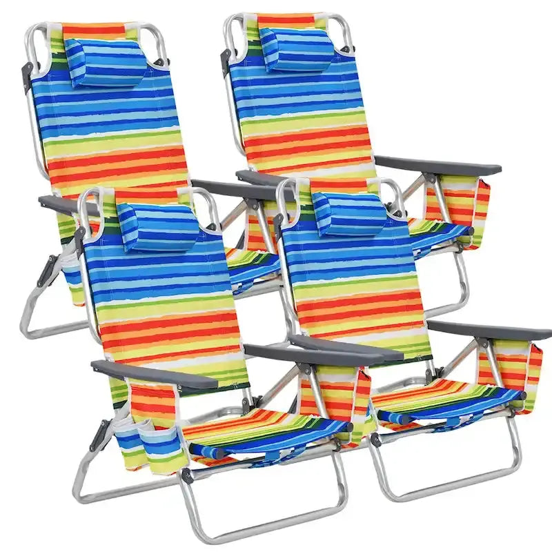 CraftPorch 4-Pack Folding Beach Chairs With 5-Position Recline