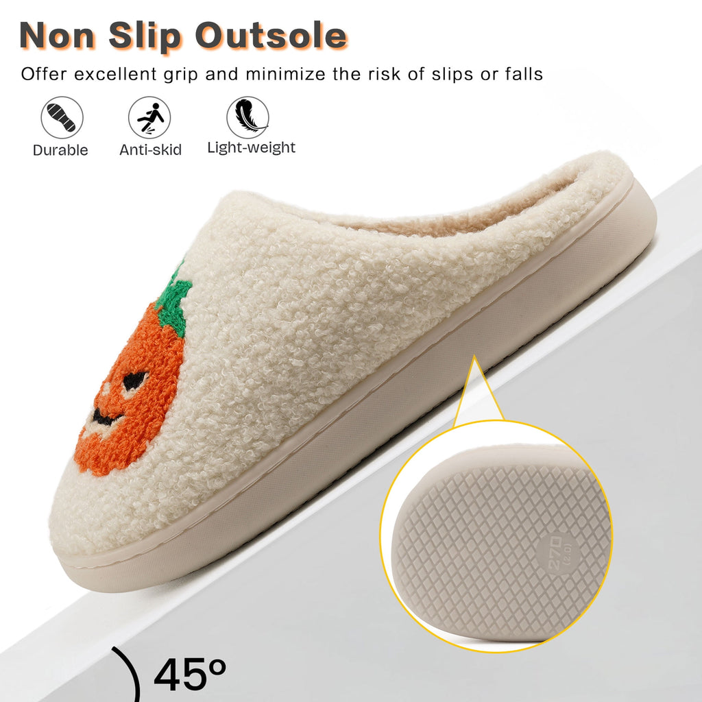 Ecetana Halloween Slippers for Women Men Fuzzy House Shoes with Memory Foam