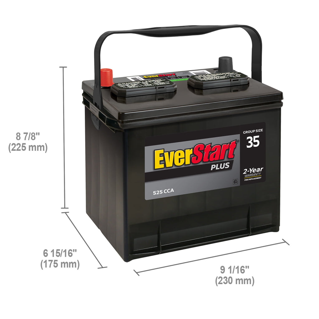 EverStart Plus Lead Acid Automotive Battery, Group Size 35, 12 V, 525 CCA