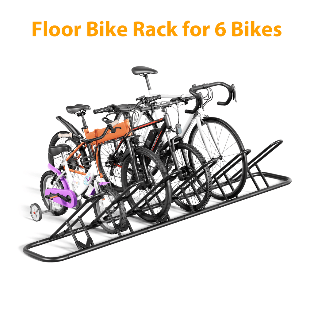 JOZ 6 Bike Floor Parking Racks, Bicycle Outdoor and Indoor Storage Racks, Black