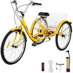 26-Inch 7-Speed Adult Tricycle With Front Basket And Shopping Rack