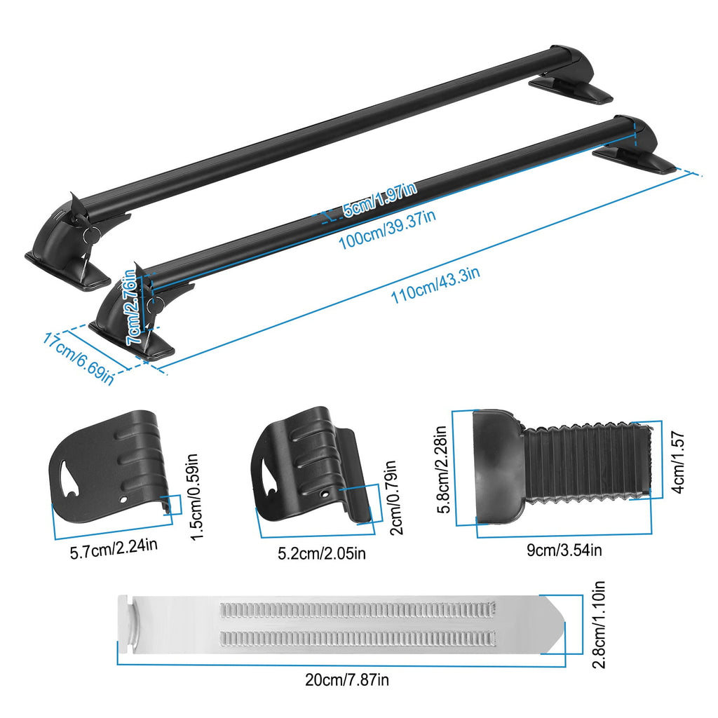 Universal Car Roof Rack Cross Bar, Imountek 43.3in Aluminum Alloy Crossbar with Anti-Theft Lock for Bike Kayak Cargo Luggage, 2 Pieces