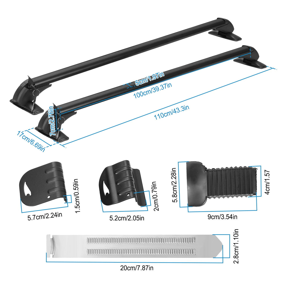 Universal Car Roof Rack Cross Bar, Imountek 43.3in Aluminum Alloy Crossbar with Anti-Theft Lock for Bike Kayak Cargo Luggage, 2 Pieces