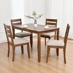 Solid Wood 5-Piece Dining Set With 47-Inch Table And Four Slat-Back Chairs