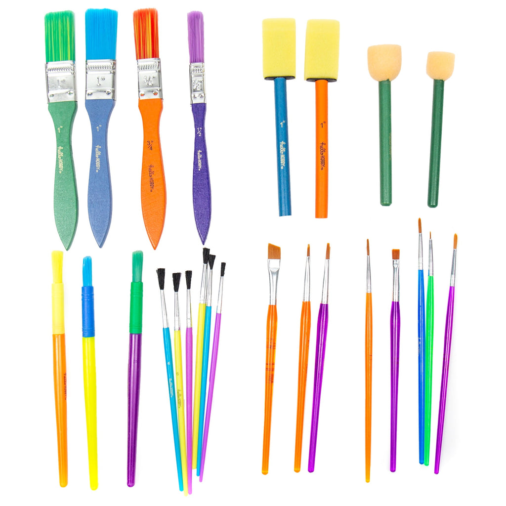 Hello Hobby Assorted Paint Brushes, 25 Count
