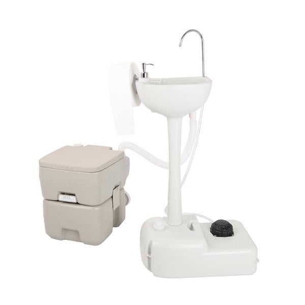 Miekor Portable Sink And Toilet Combo - 5Gal Hand Washing Station And 5.3 Gal Flushing Toilet