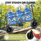 Qunler 560lbs Collapsible Folding Wagon, Heavy Duty Utility Beach Cart with 8" Wheels and Side Pocket, Large Capacity for Camping, Beach, Shopping