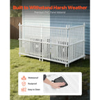 KFFKFF 3-Panel Outdoor Privacy Screen, 36 x 45 in Fence with 19.7 in Ground Stakes, Vinyl Privacy Enclosure for Pool Equipment, Trash Cans, and A/C
