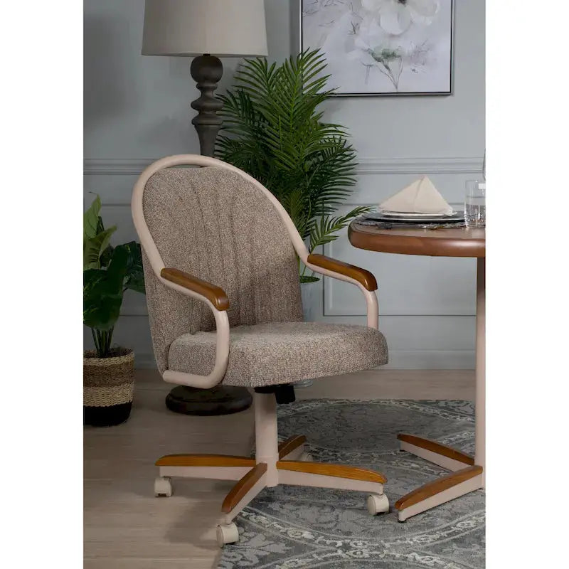 Swivel And Tilt Rolling Caster Chair With Cushioned Seat - Casual Dining Office Or Home Use